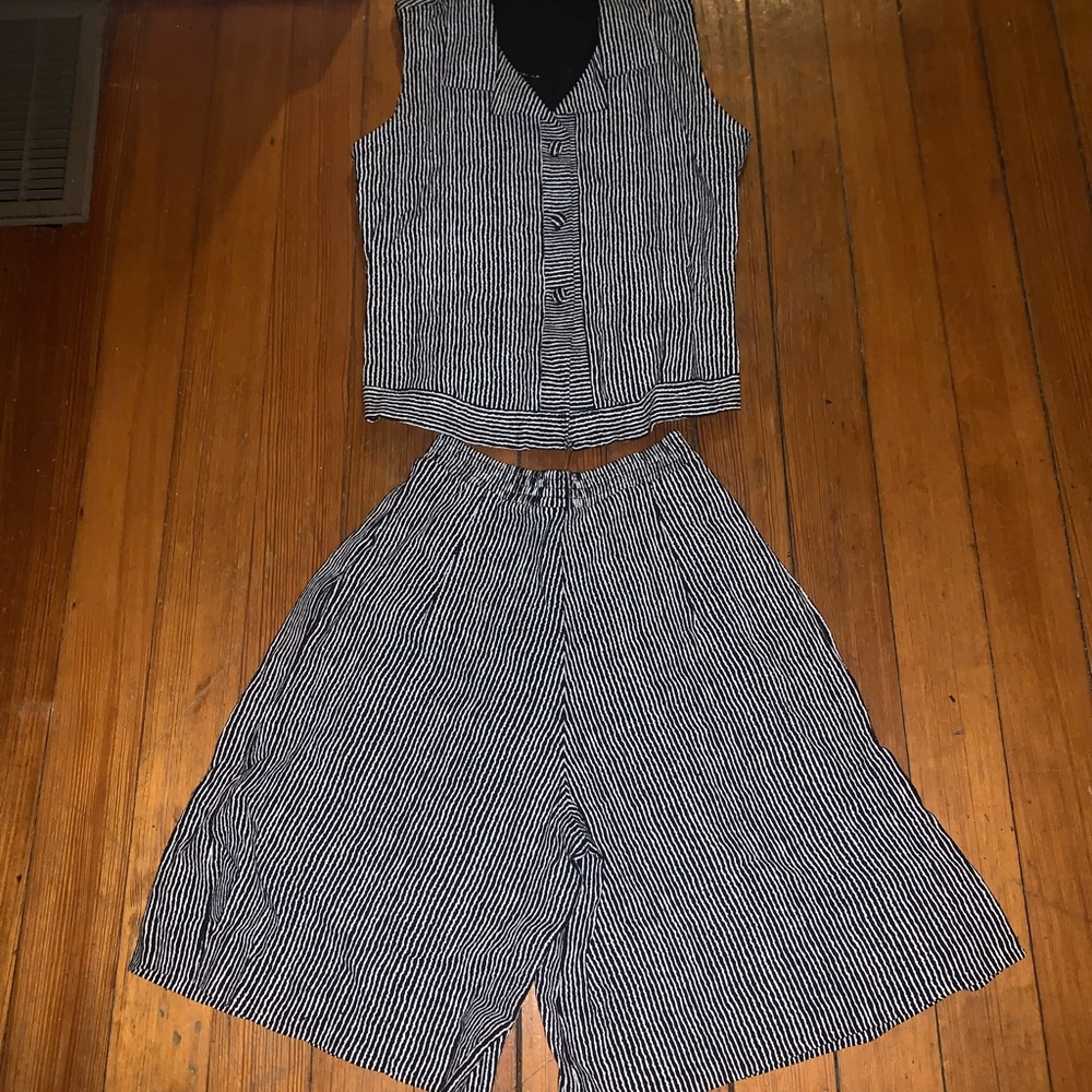 American Vintage Black and White Striped Jumpsuit